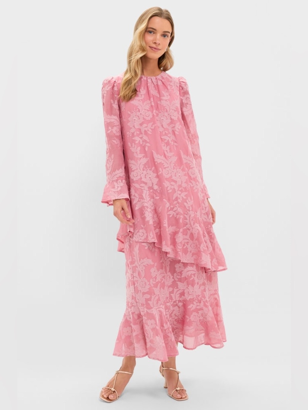 Tuckernuck Pink Chiffon Floral Jacquard Sasha Dress Size Medium NWT *No Belt*